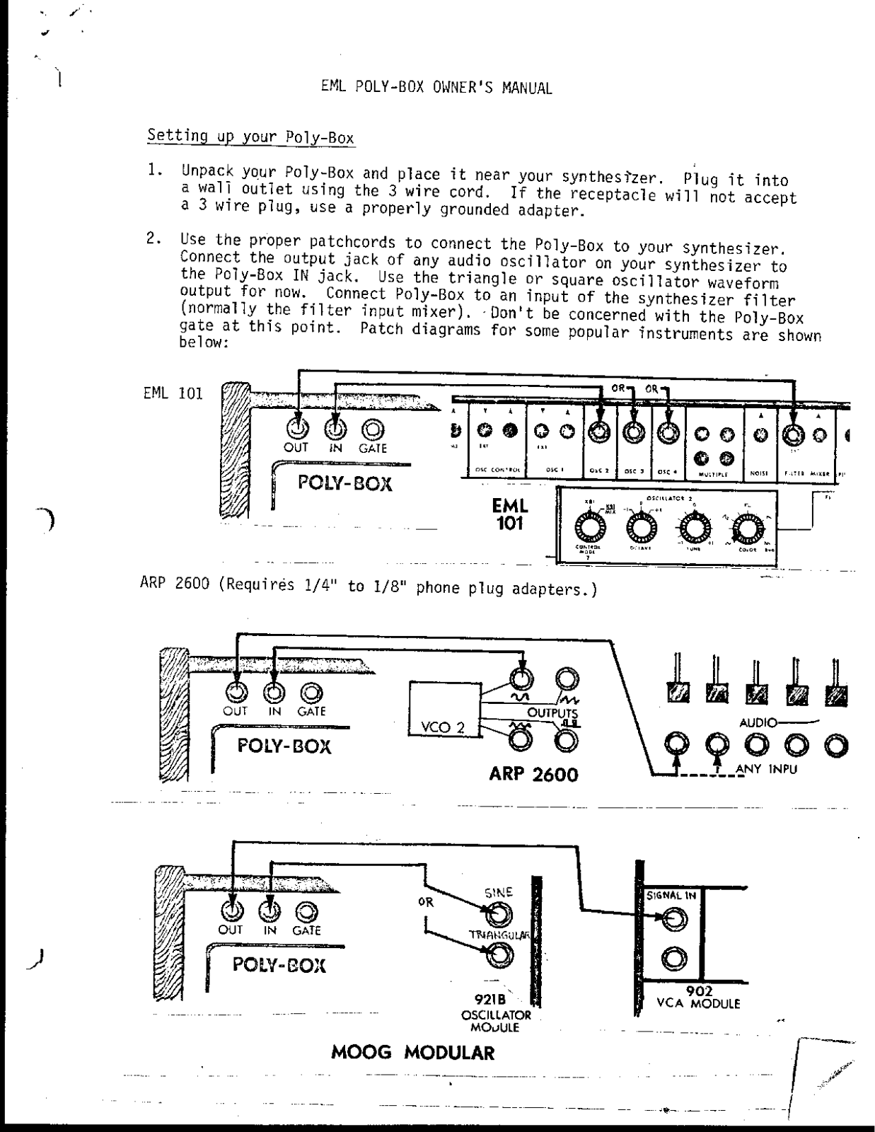 Electronic Music Laboratories PolyBox Owner's Manual