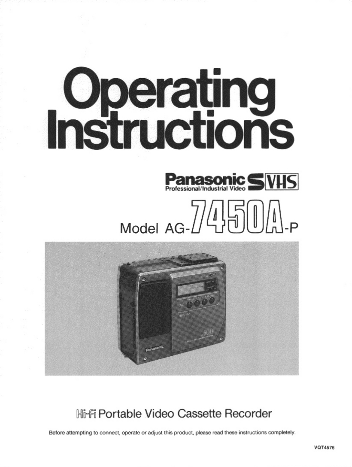 Panasonic AG-7450A, AG-7450AP User Manual