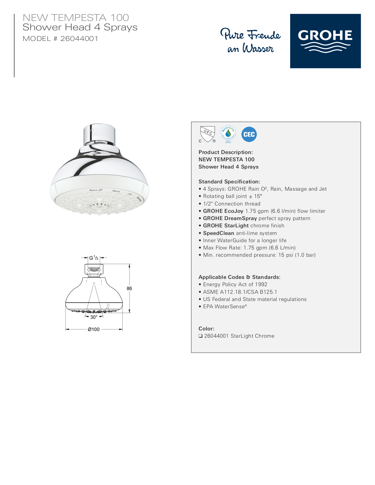 GROHE GRH5001 Specifications - ManualMachine.com