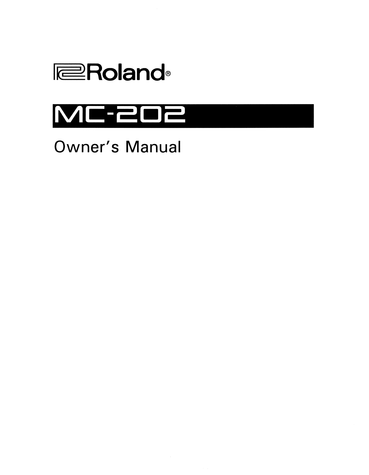 Roland Corporation MC-202 Owner's Manual