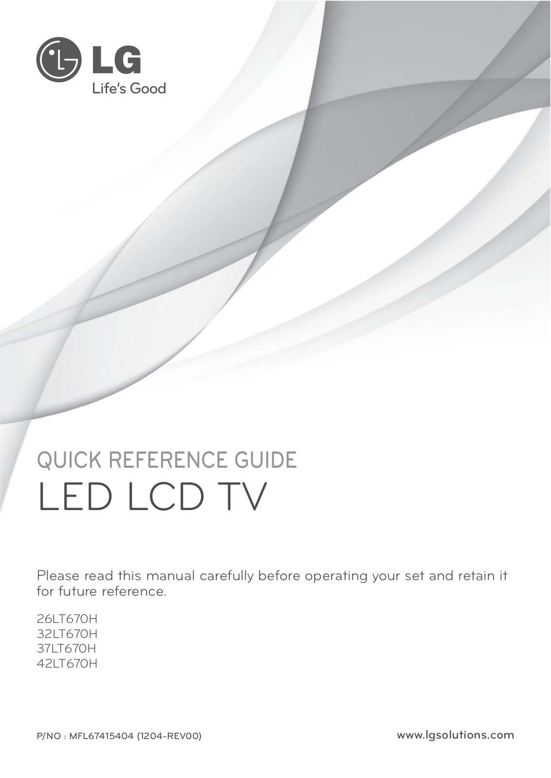 LG 26LT670HUA Users manual