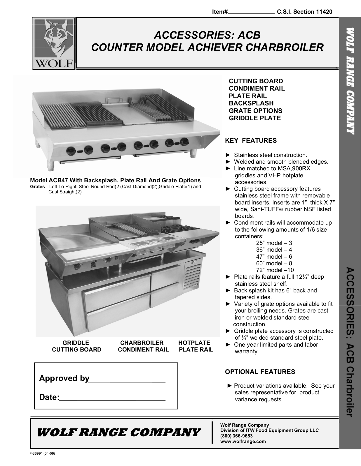 Wolf Range VACB20 General Manual