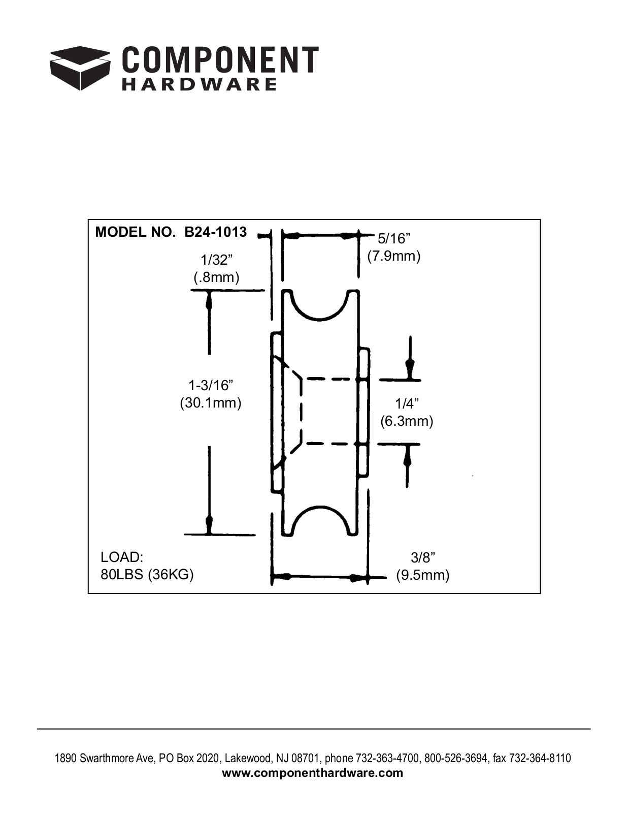 Component Hardware B24-1013 User Manual