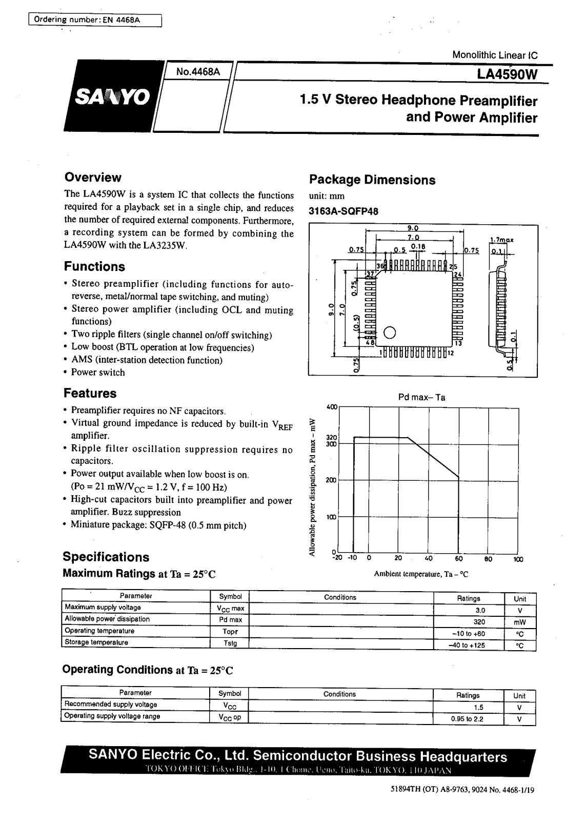 SANYO LA4590W Datasheet