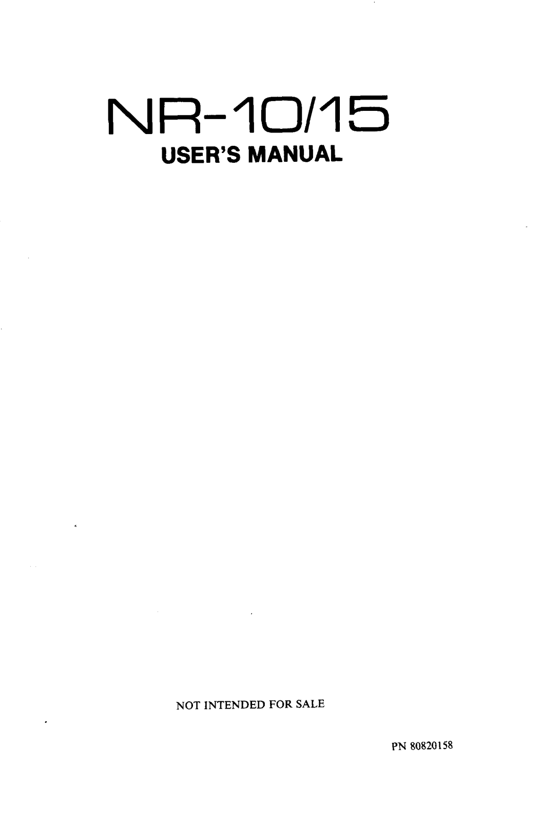 Star Micronics NR-10, NR-15 User Manual - ManualMachine.com
