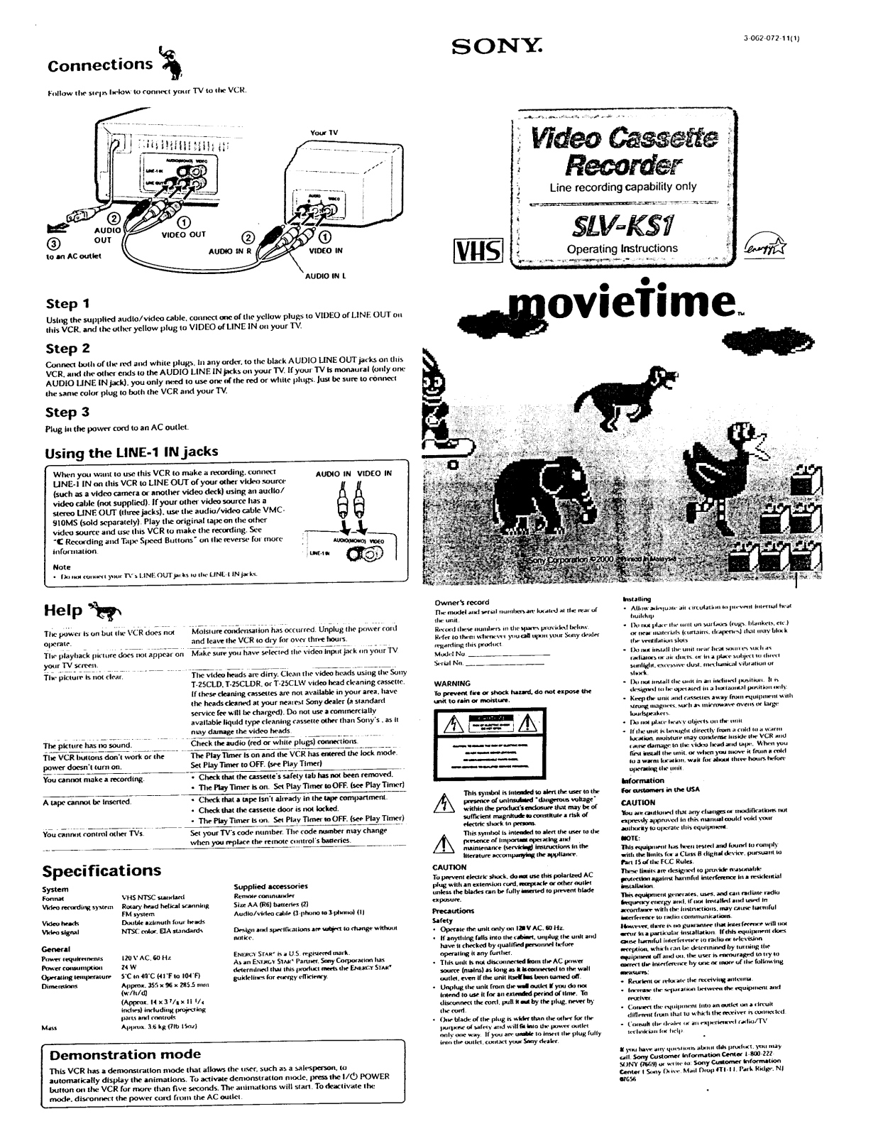 Sony SLV-KS1 Operating Instruction