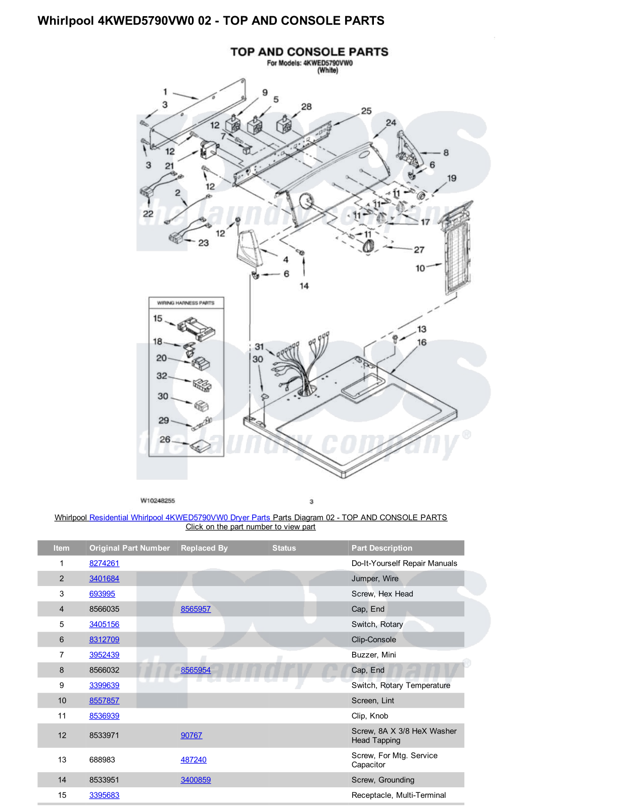 Whirlpool 4KWED5790VW0 Parts Diagram