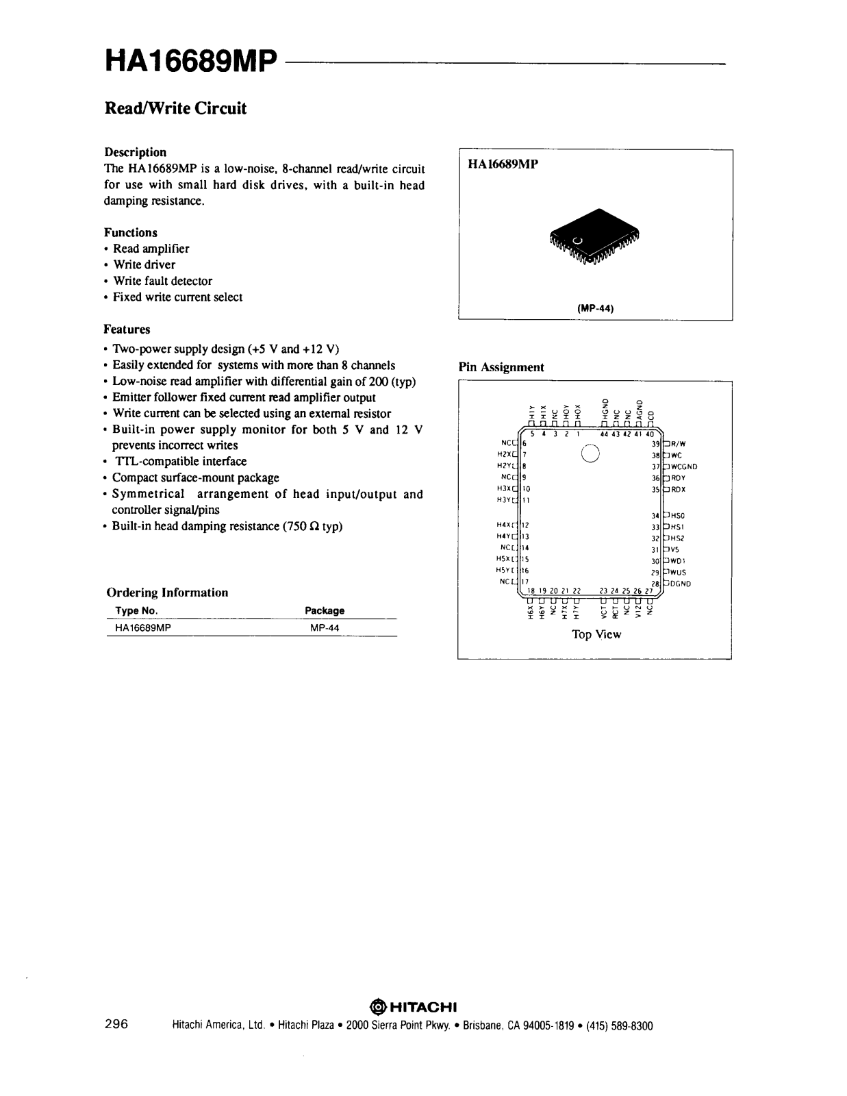 HIT HA16689MP Datasheet