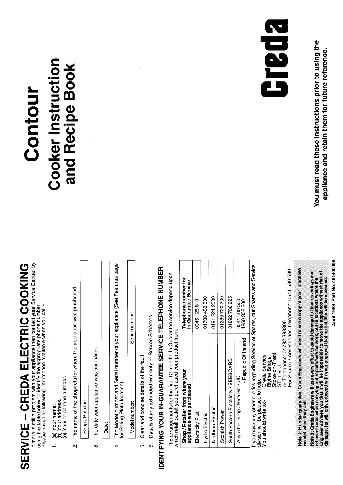 Creda HB48447 User Manual