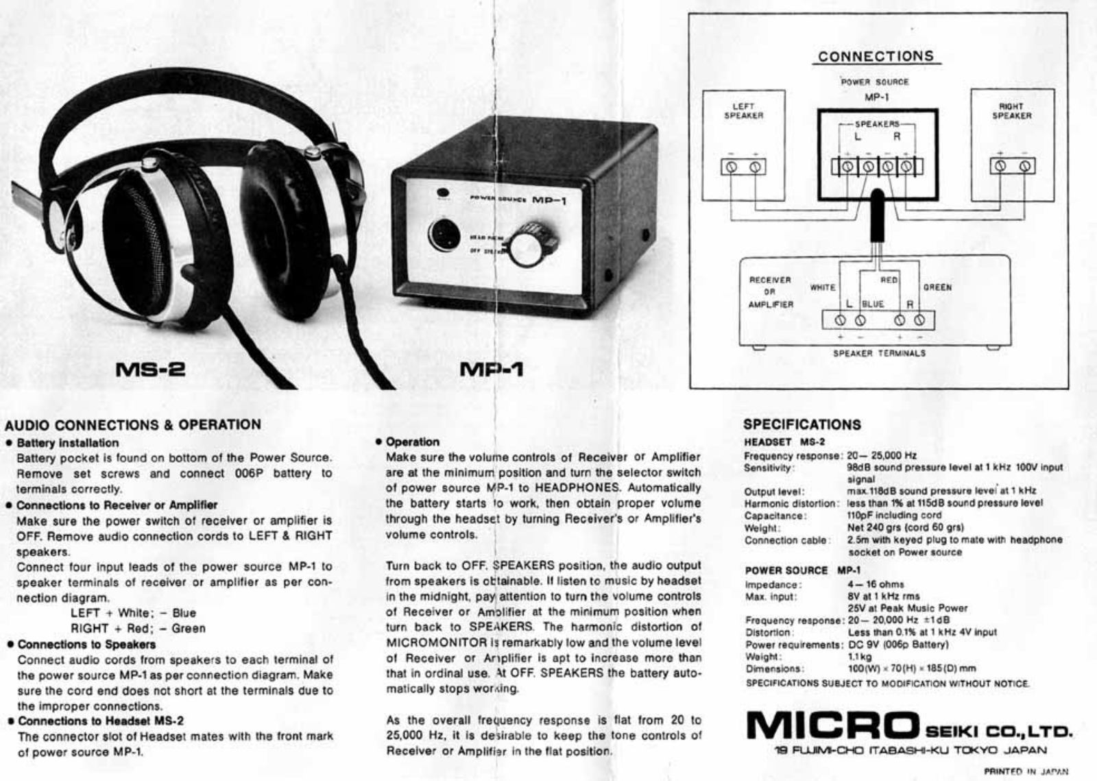 Micro Seiki MS-2 Owners manual