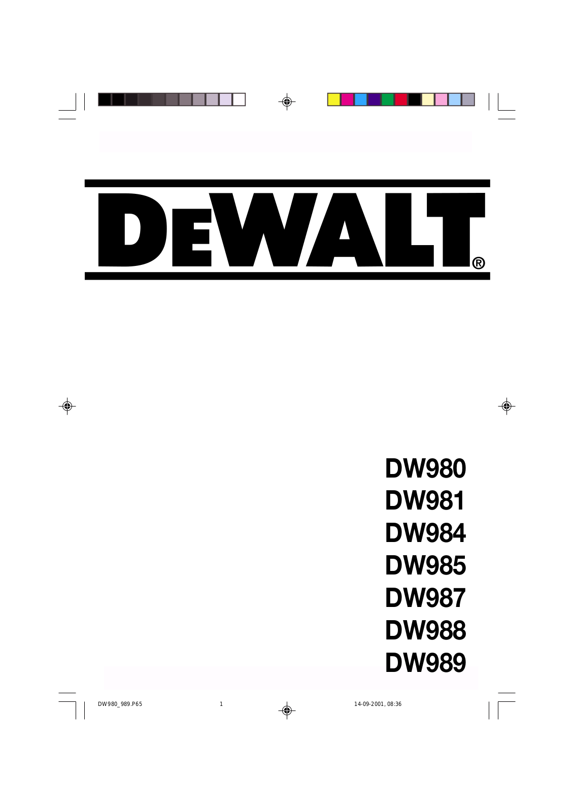 DeWalt DW985, DW984, DW980, DW987, DW989 User Manual