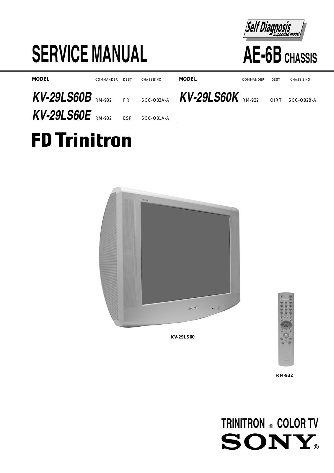 Sony KV-29LS60 Service Manual