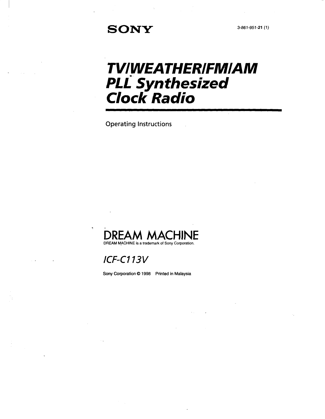 Sony ICF-C113VSILVE Operating Instructions