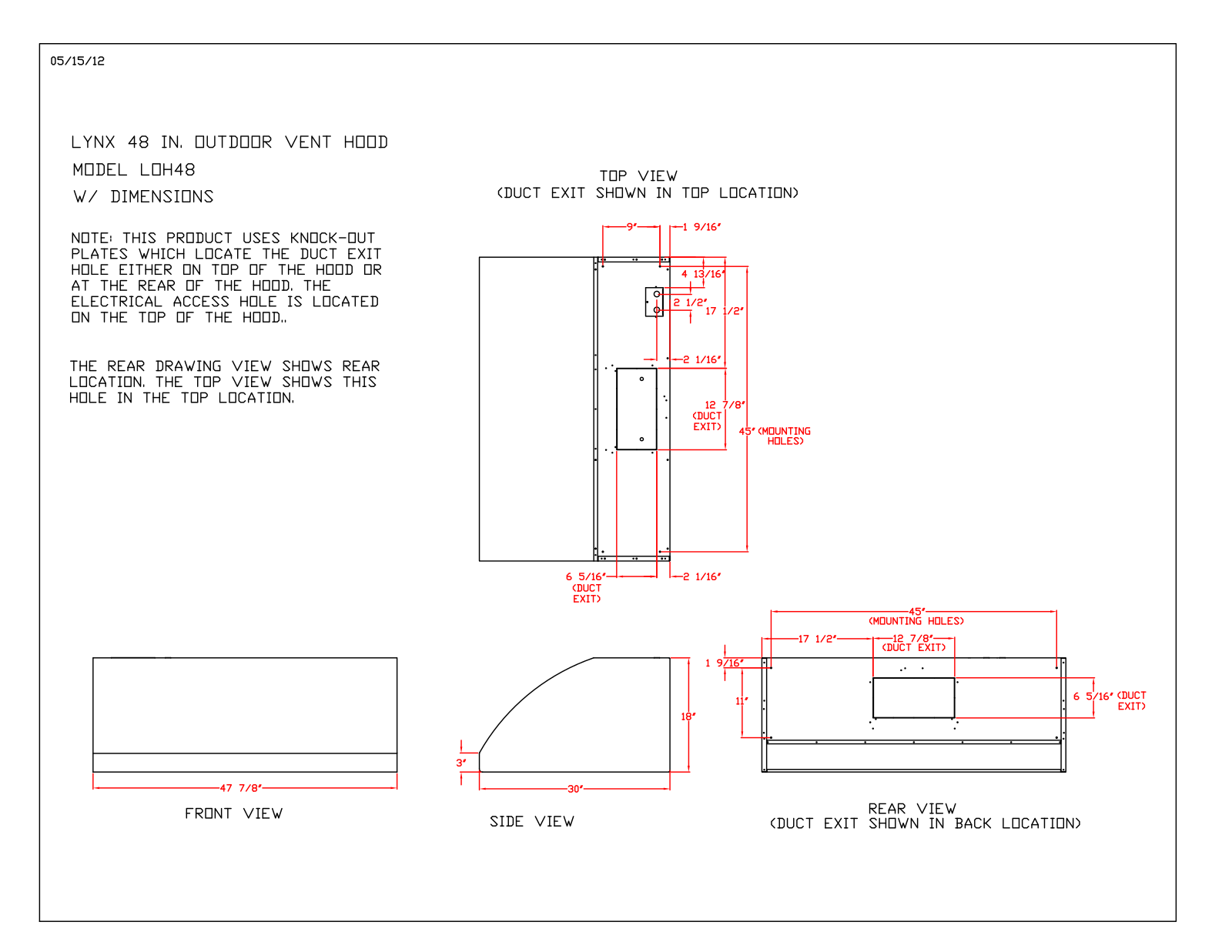 Lynx LOH48 Dimensions Guide