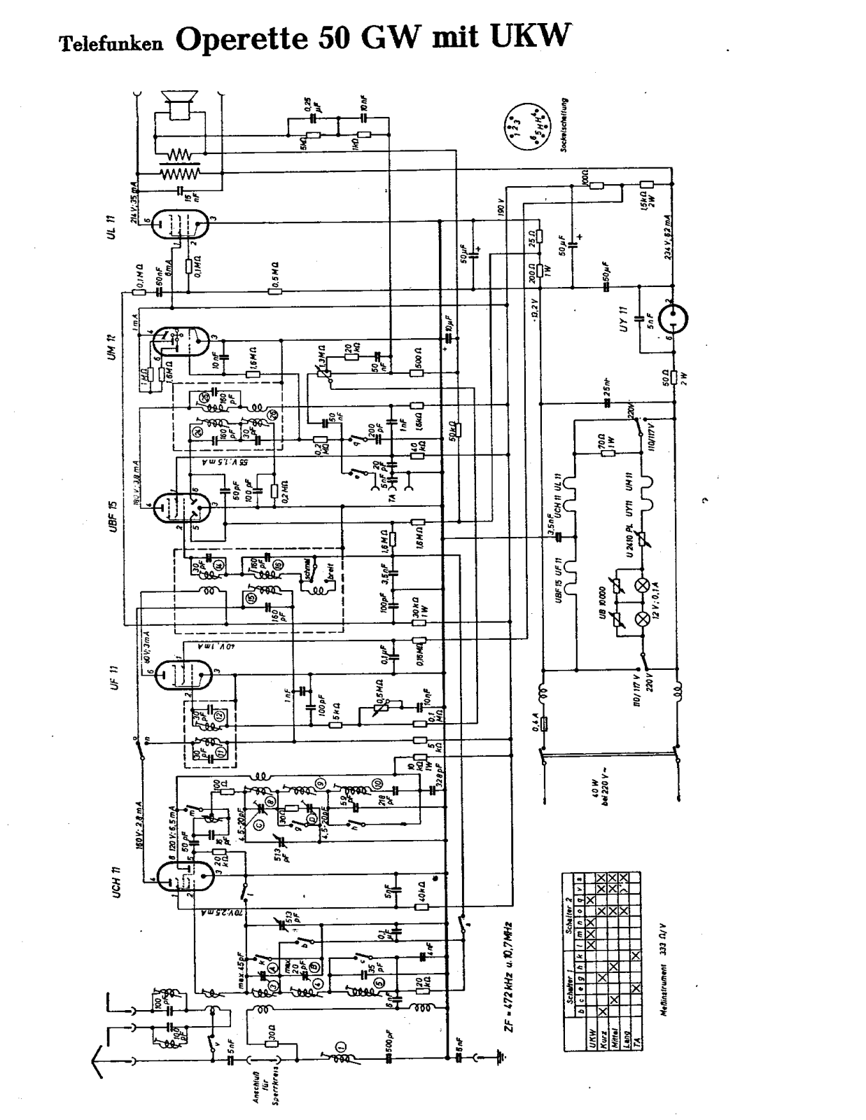 Telefunken Operette 50 GW Cirquit Diagram