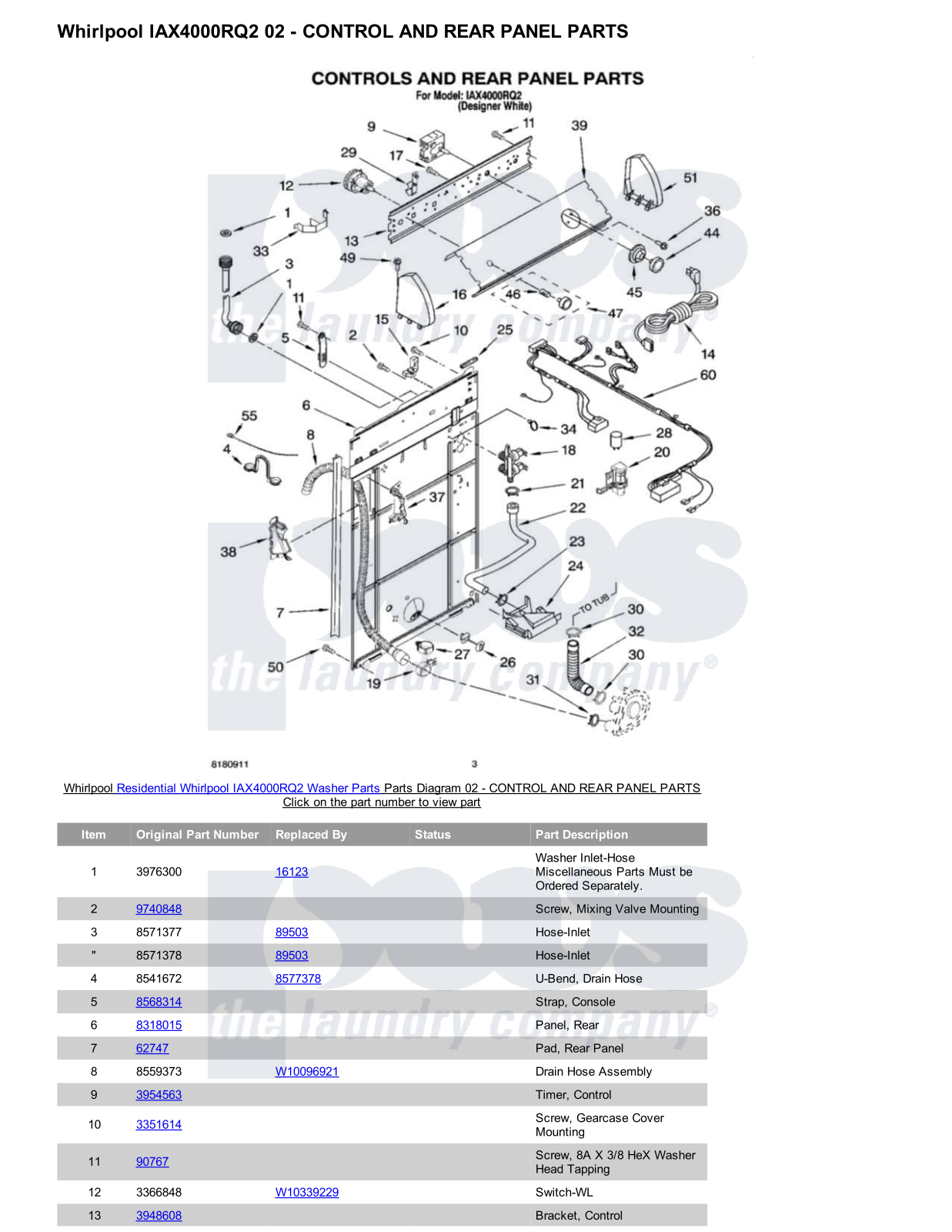 Whirlpool IAX4000RQ2 Parts Diagram