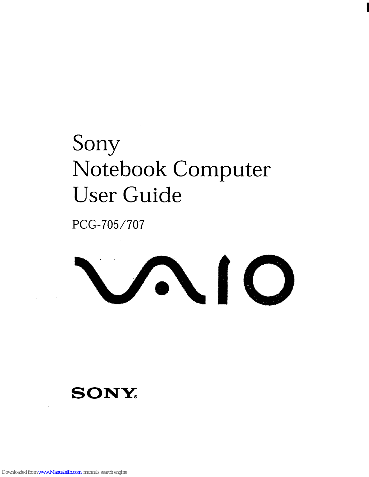 Sony Vaio PCG-705, Vaio PCG-707 User Manual