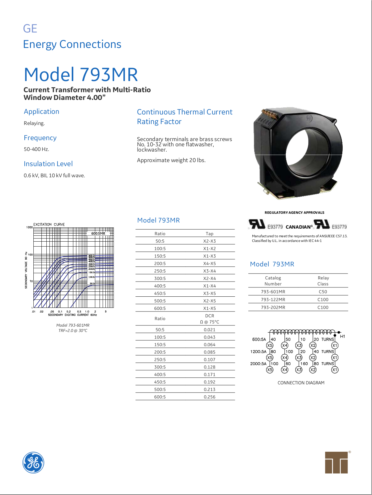 Instrument Transformer, Div of GE 793MR Data Sheet - ManualMachine.com
