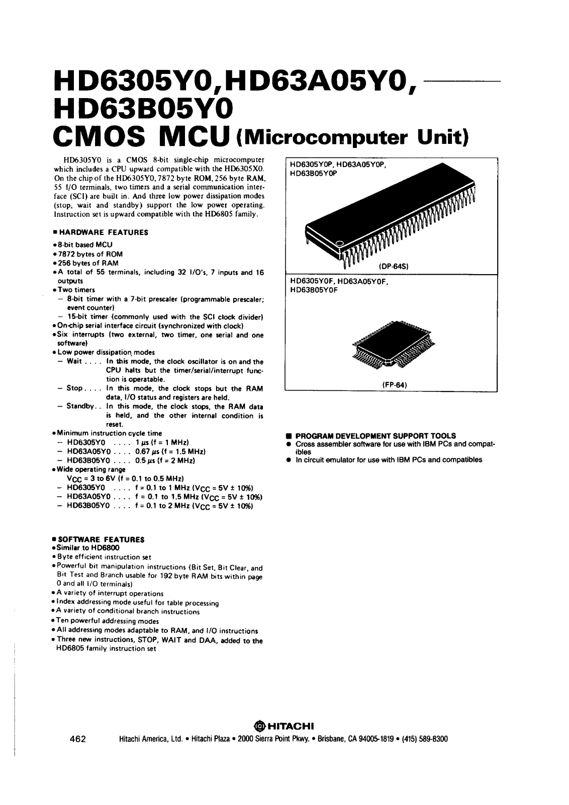 HIT HD63A05Y0F, HD63B05Y0P, HD63B05Y0F, HD6305Y0P, HD6305Y0F Datasheet