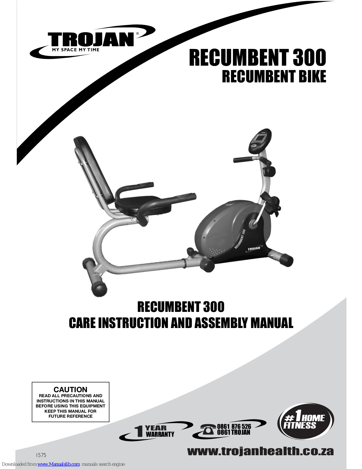 Trojan RECUMBENT 300 Care Instructions And Assembly Manual