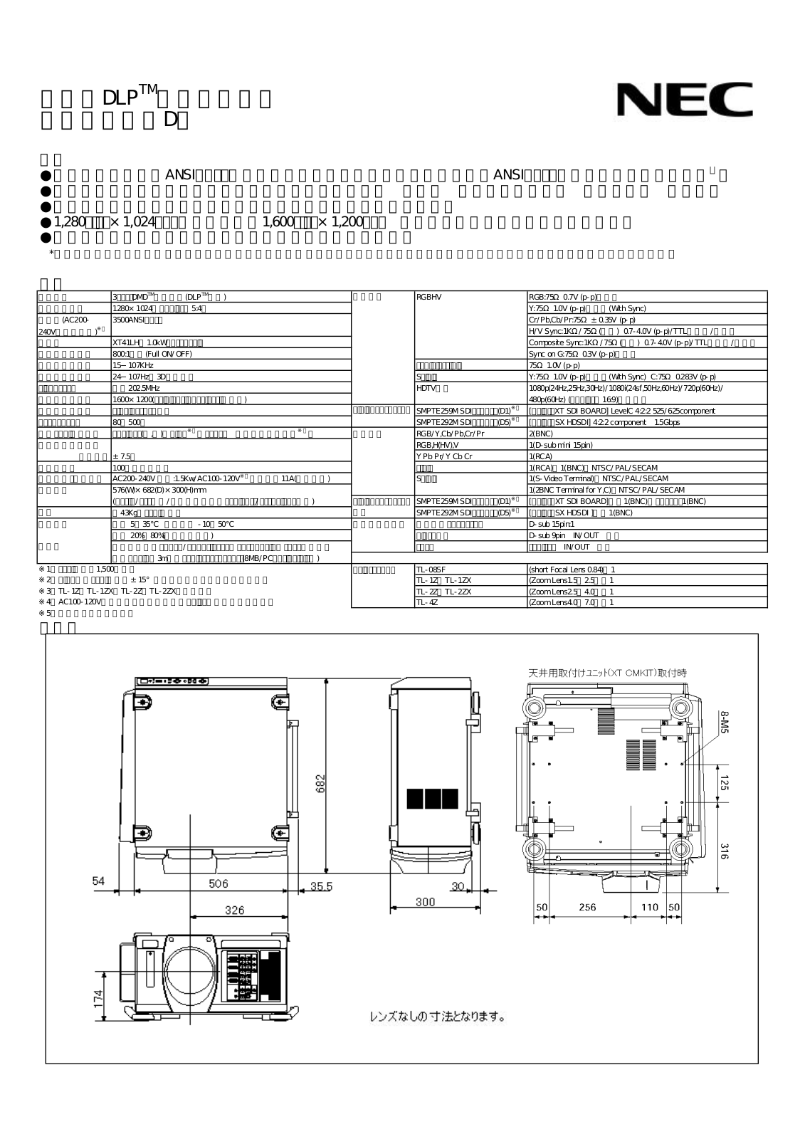 NEC SX4000DJ DATA SHEET