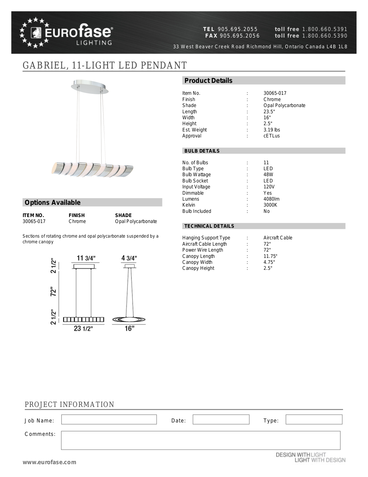 Eurofase XEO4157 Specifications - ManualMachine.com