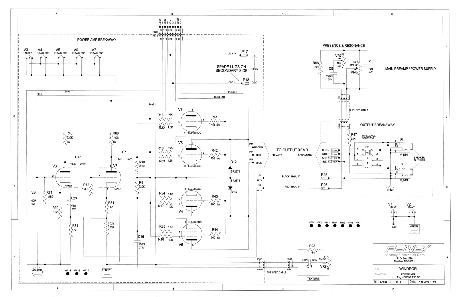 Peavey Electronics Windsor Schematic