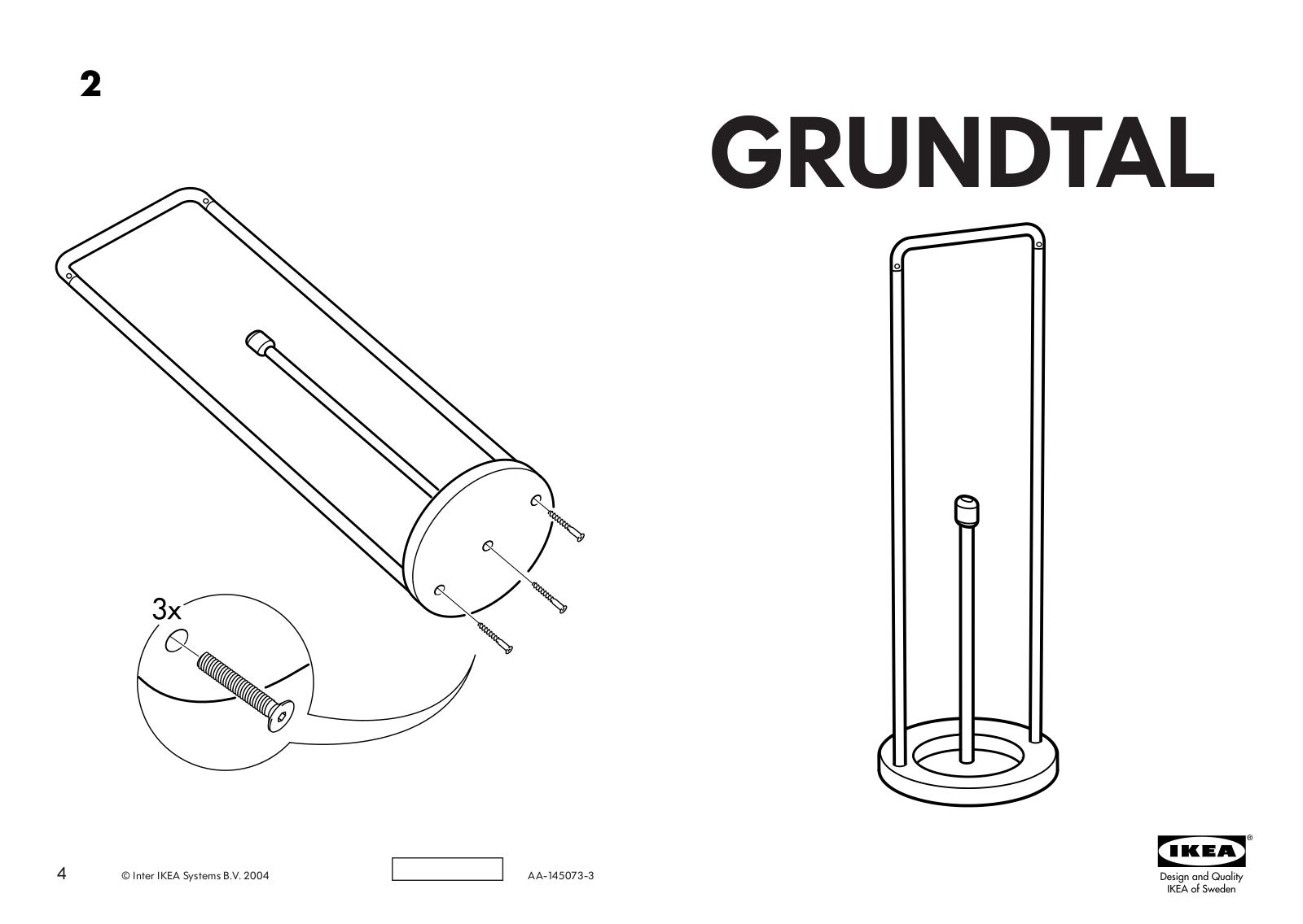 IKEA GRUNDTAL TOILET ROLL-MAGAZINE HOLDER Assembly Instruction