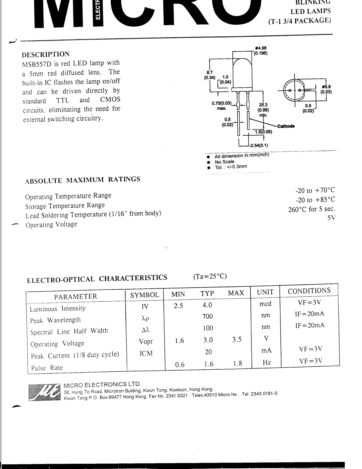 MICRO MSB557D Datasheet