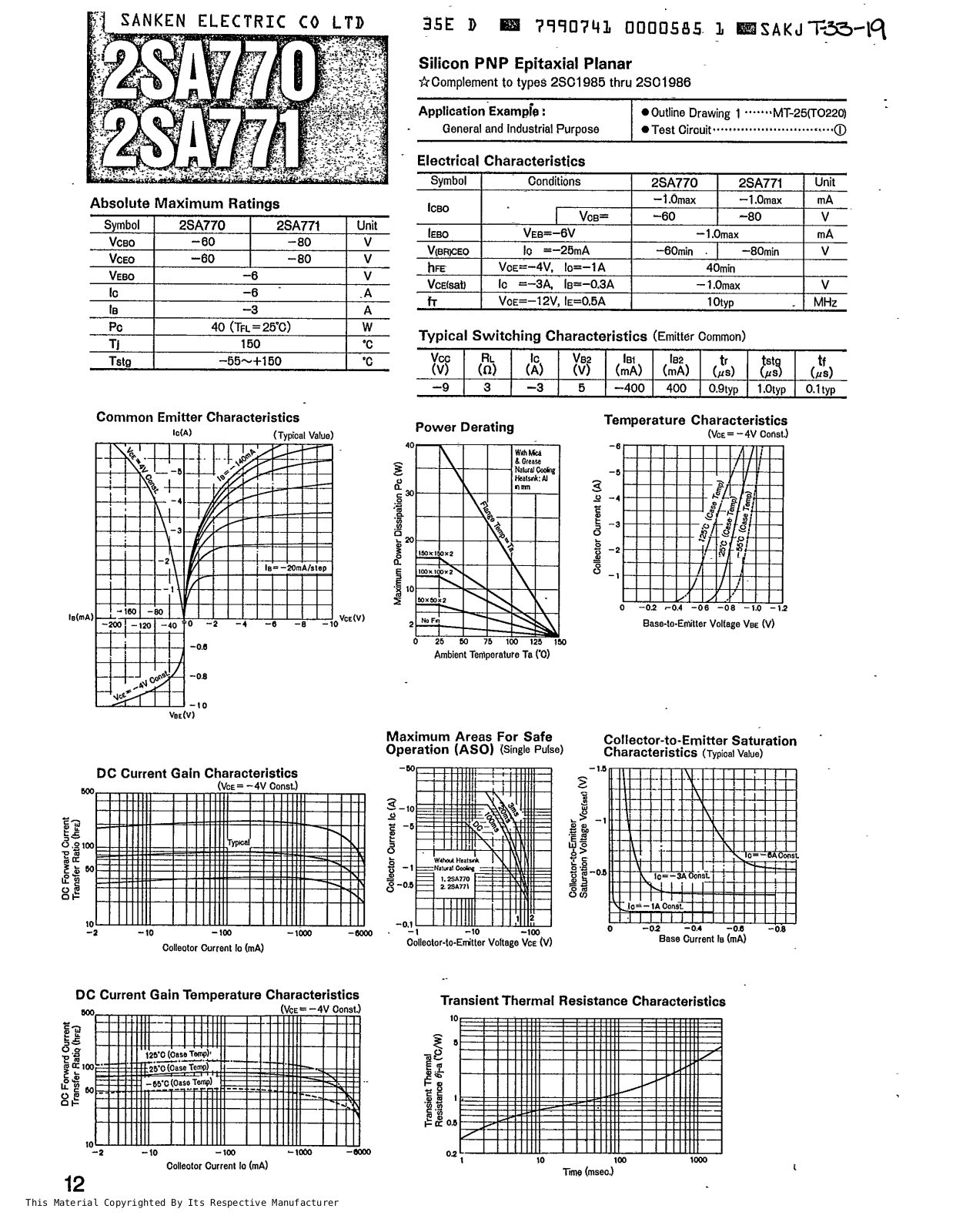 Datasheet 2SA771 Specification - ManualMachine.com
