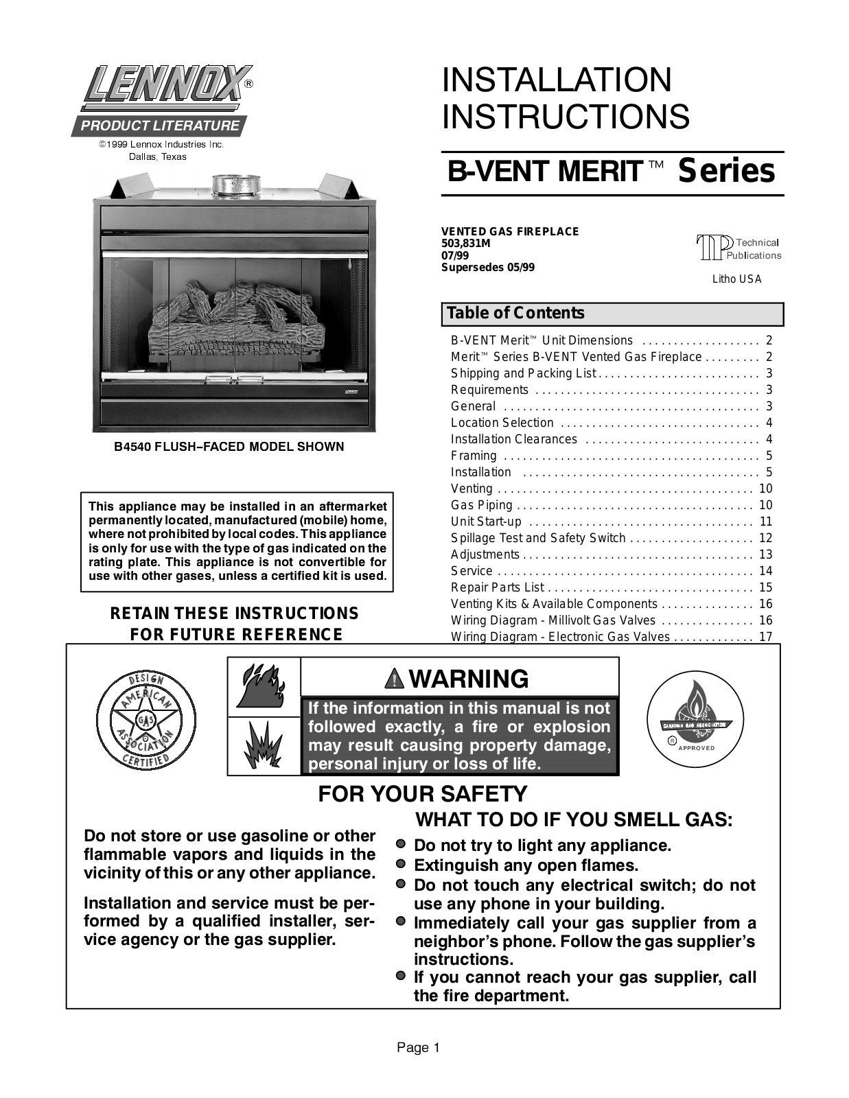 Lennox B-VENT METIT Series, 3530, 4035, 4540 Installation Instructions Manual