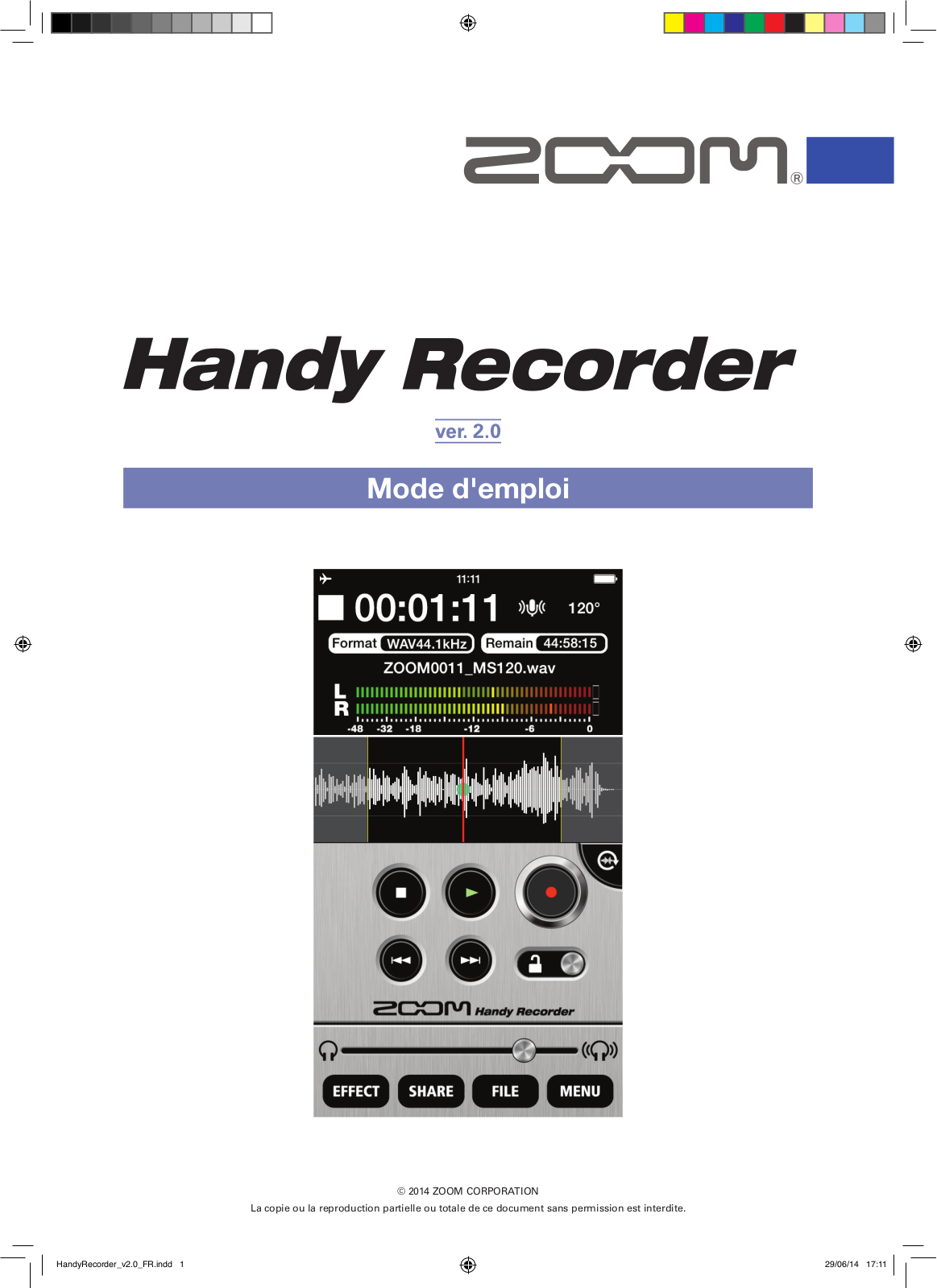 ZOOM Handy Recorder Instruction Manual v2