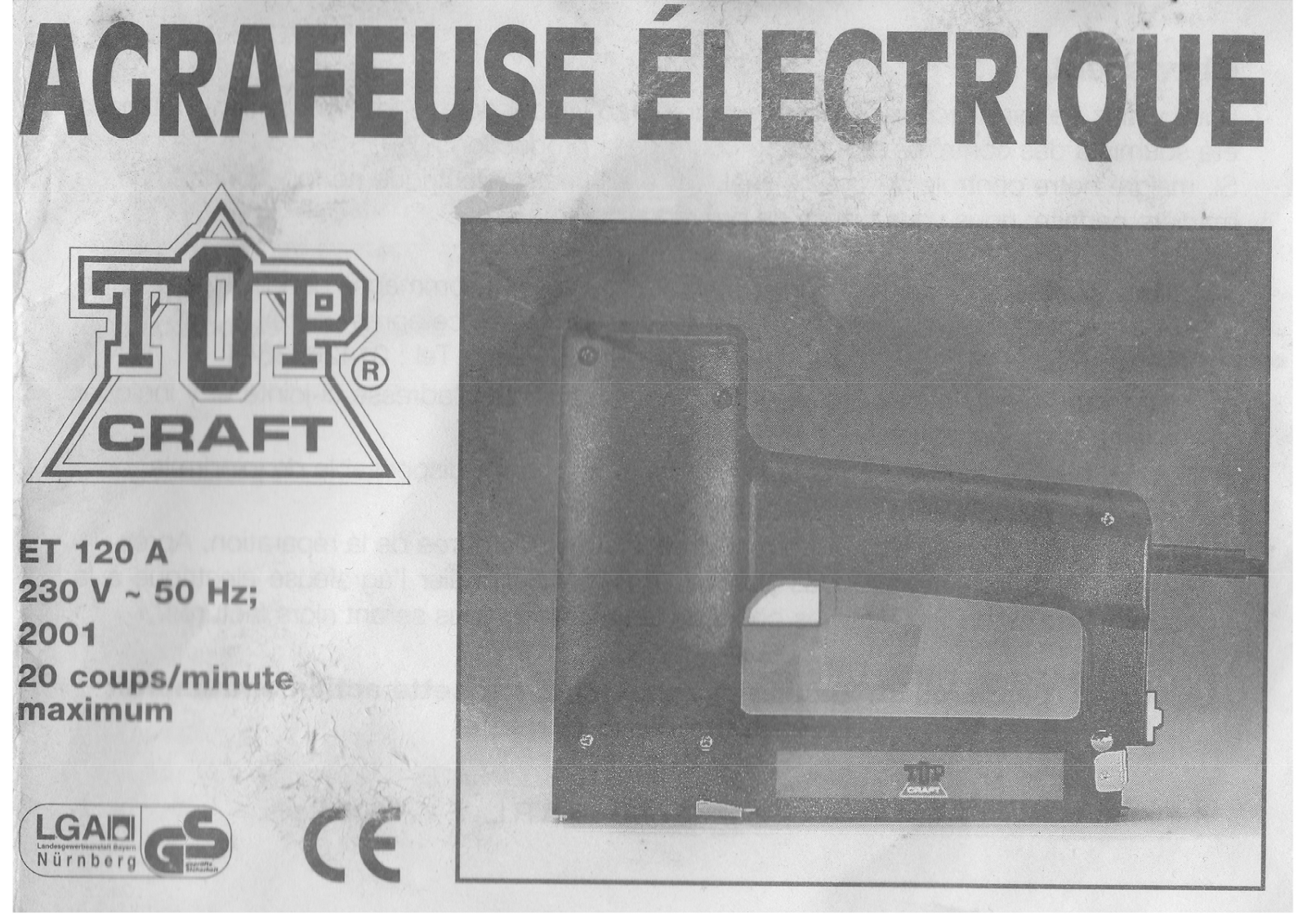 TOP CRAFT ET 120 A User Manual