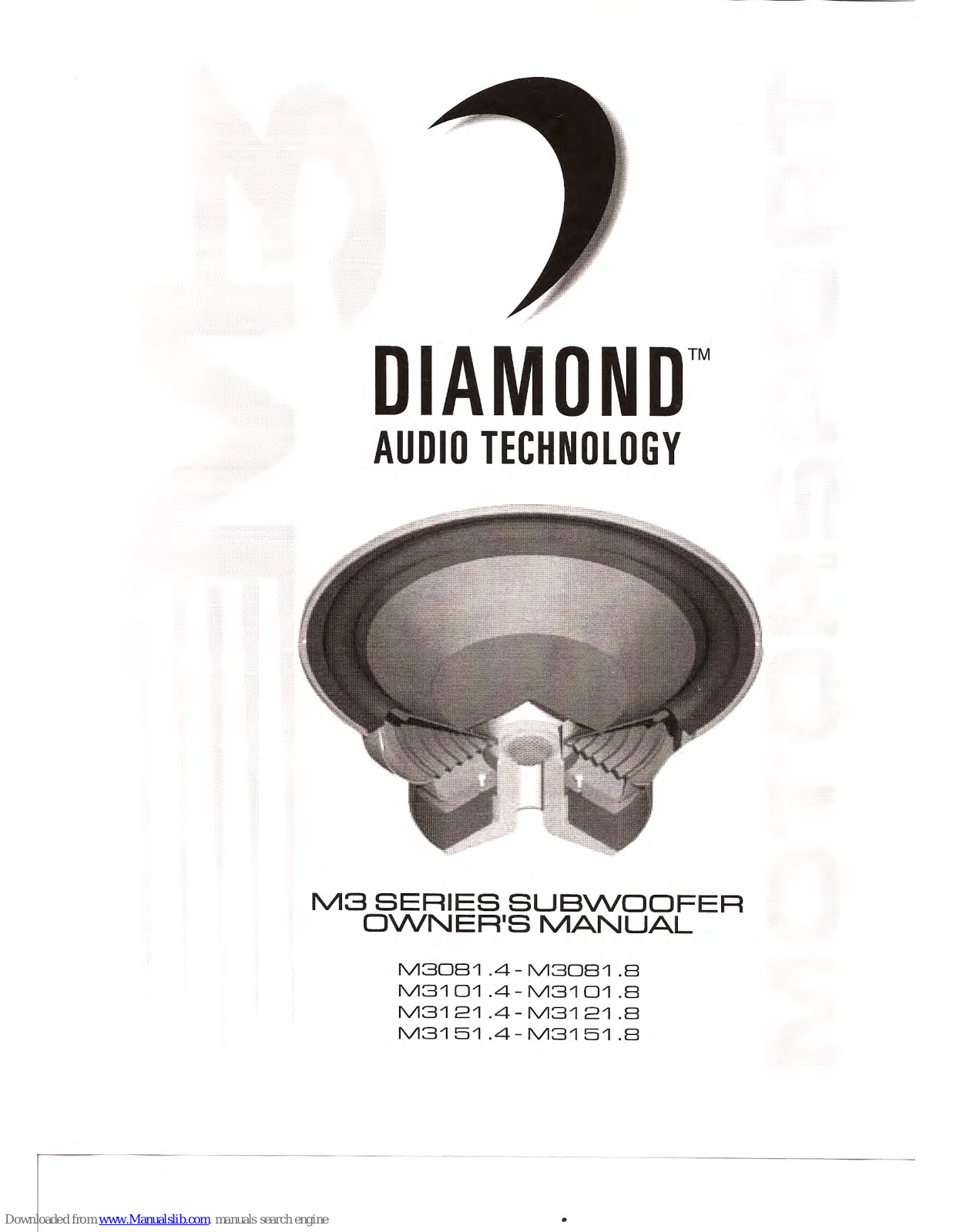 Diamond Audio Technology M3081 Series, M3101 Series, M3121 Series, M3151 Series, M3081.4 Owner's Manual