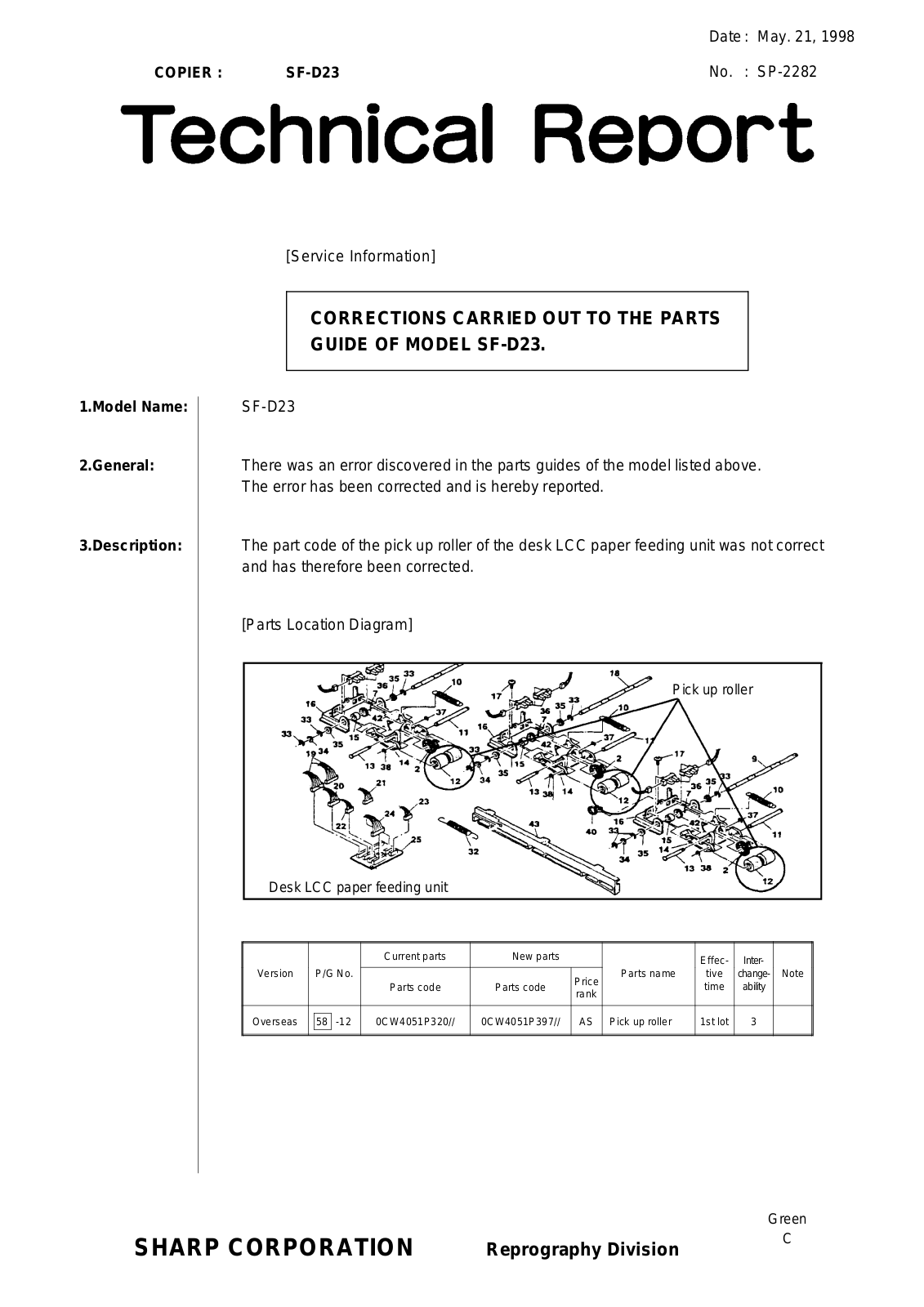 SHARP sp2282 Technical Report