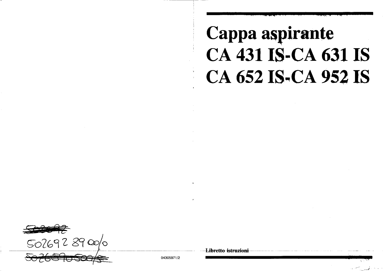 Zanussi CA631B, CA631N User Manual