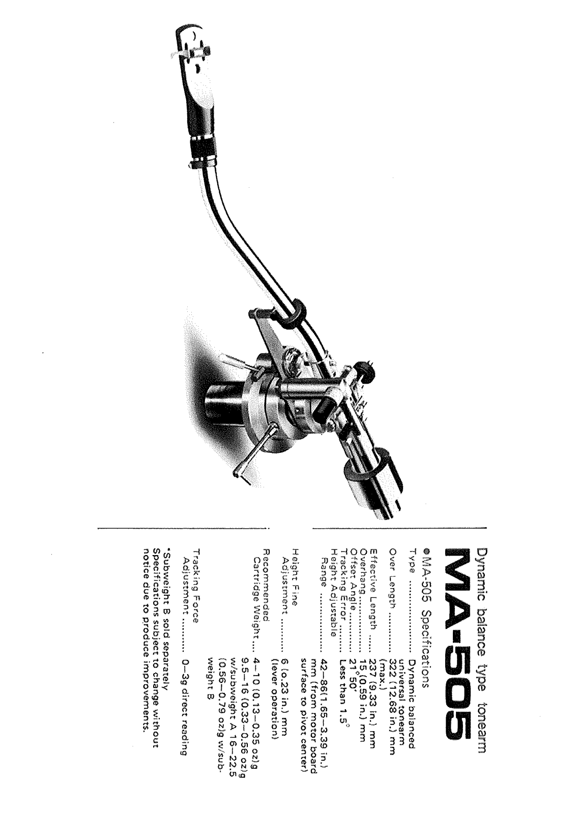 Micro Seiki MA-505 Specifications