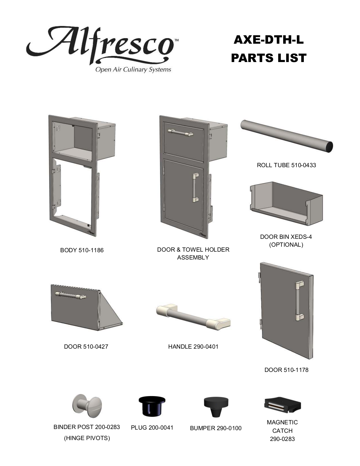 Alfresco AXEDTHLSC Part List