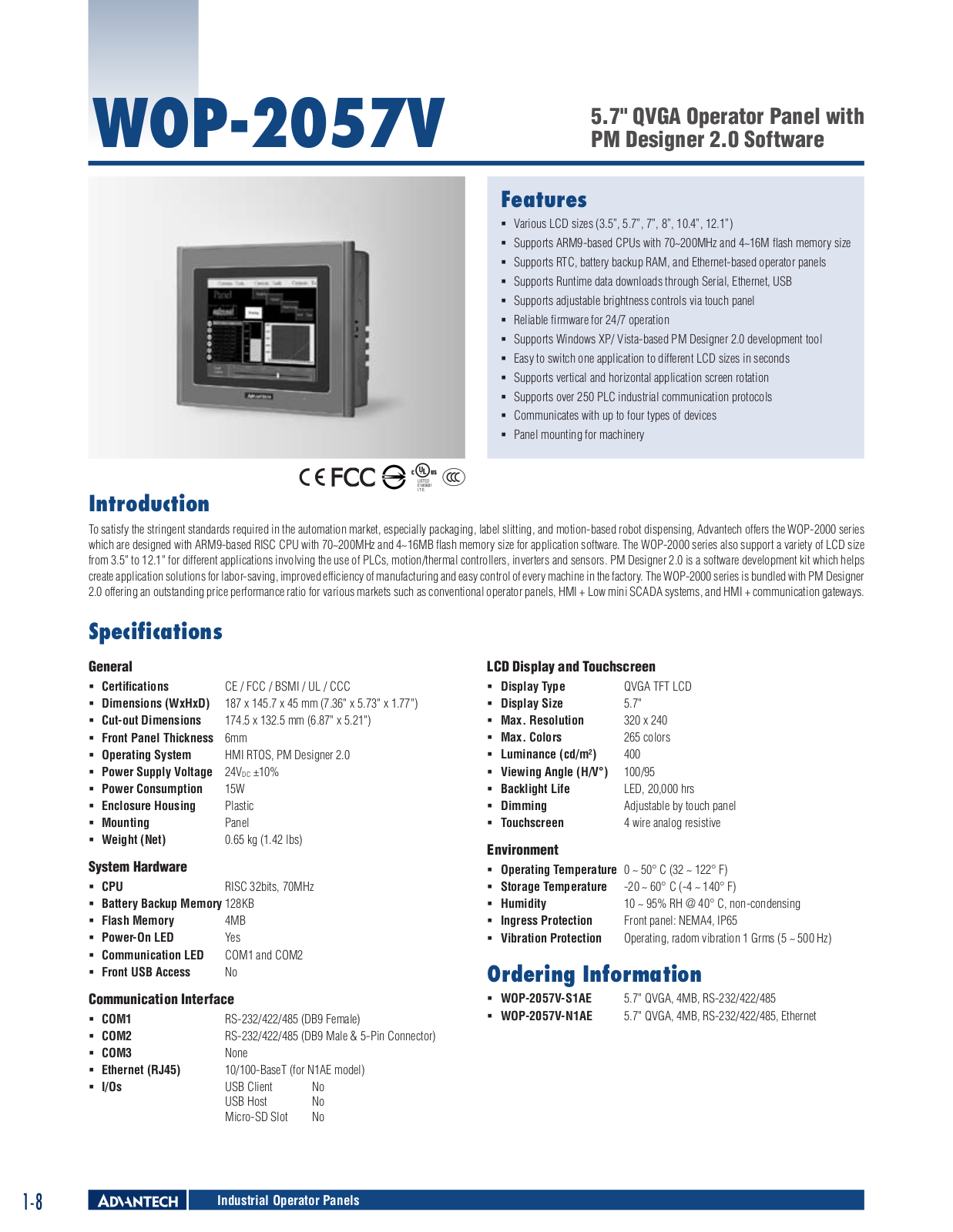 B&B Electronics WOP-2057V-N(S)1AE Datasheet