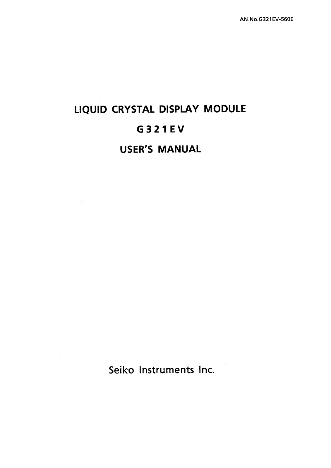 Seiko G321EV5R000, G321EV5B000 Datasheet