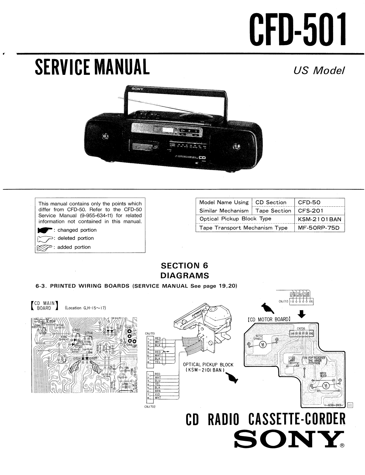 Sony CFD-501 Service manual