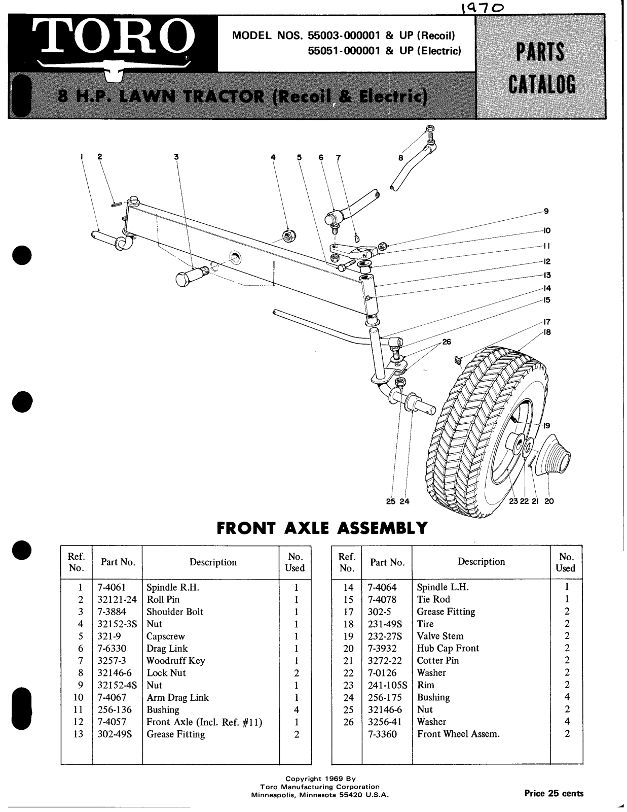 Toro 55003, 55051 Parts Catalogue