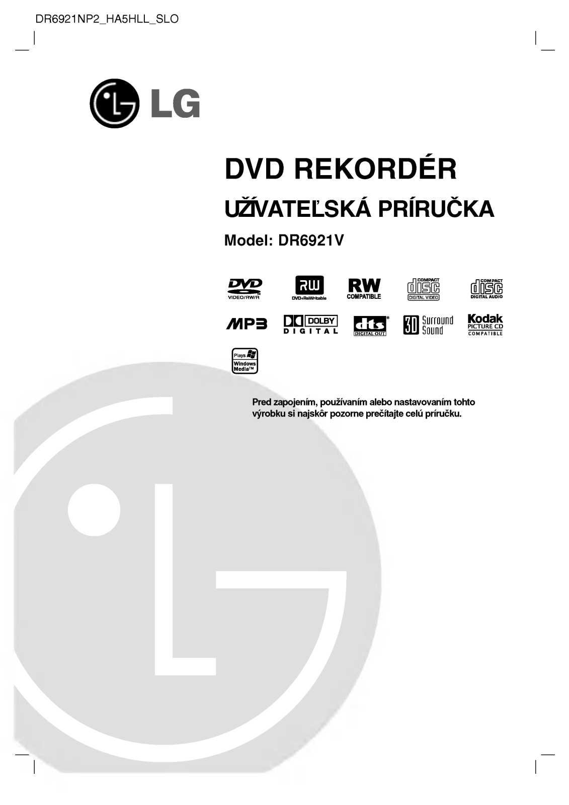 LG DR6921NP2 User manual