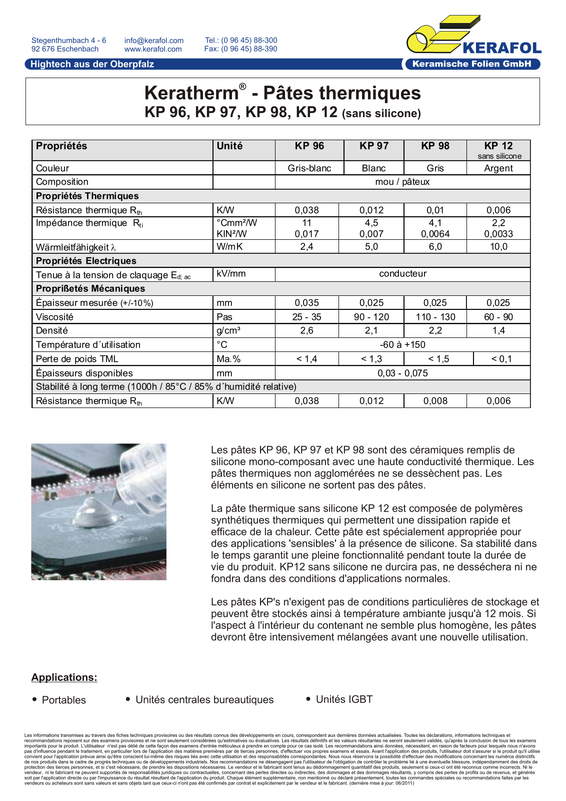 Kerafol KP 96, KP97, KP 98, KP 12 Datasheet