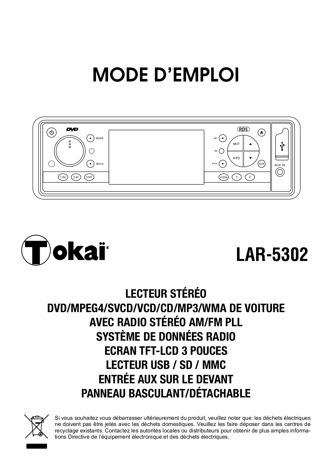 TOKAI LAR-5302 User Manual