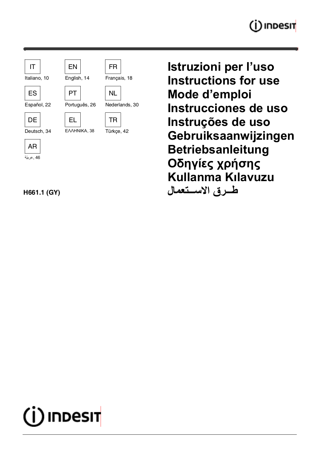 Indesit H6611GY Instruction booklet