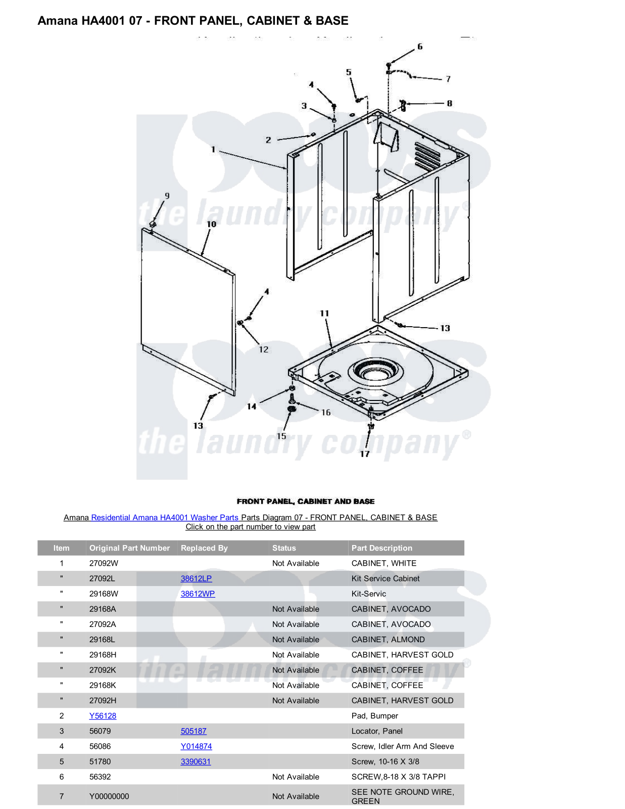 Amana HA4001 Parts Diagram