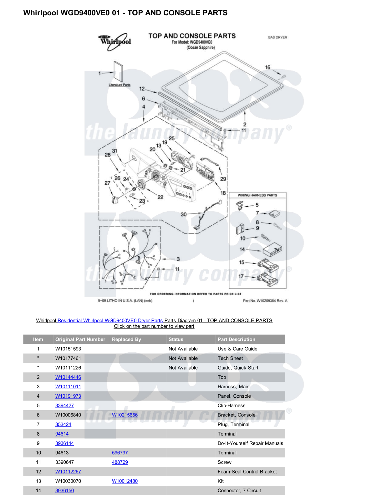 Whirlpool WGD9400VE0 Parts Diagram