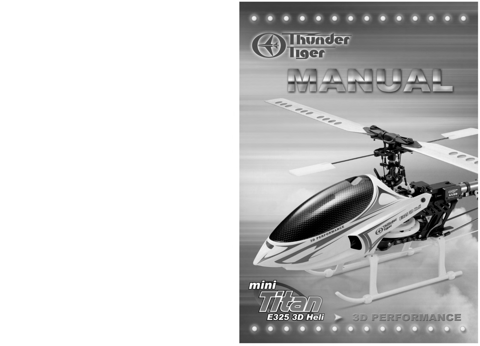 Thunder Tiger E325 3D Heli User Manual