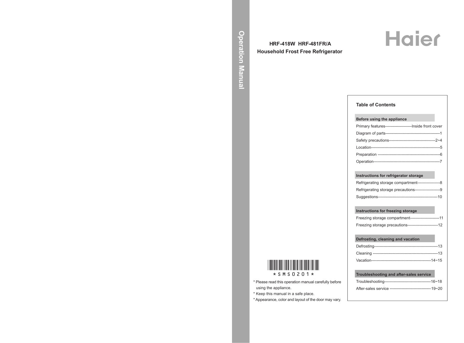 Haier HRF-418W, HRF-481FR-A User Manual 2